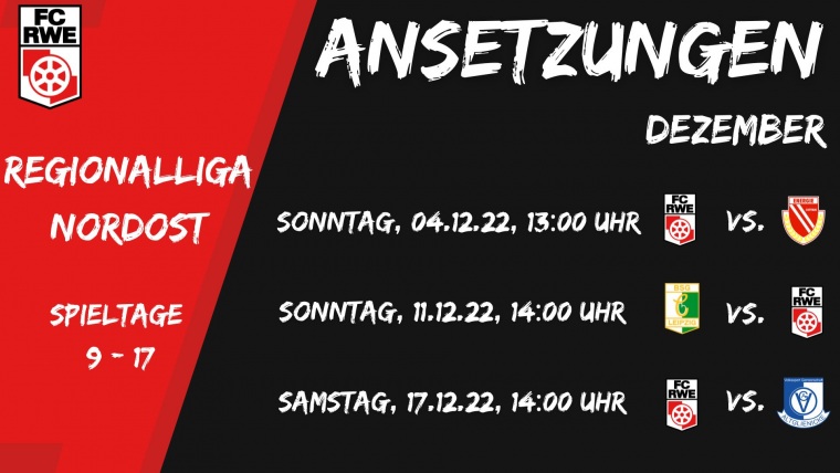 Ansetzungen Spieltage 9-17